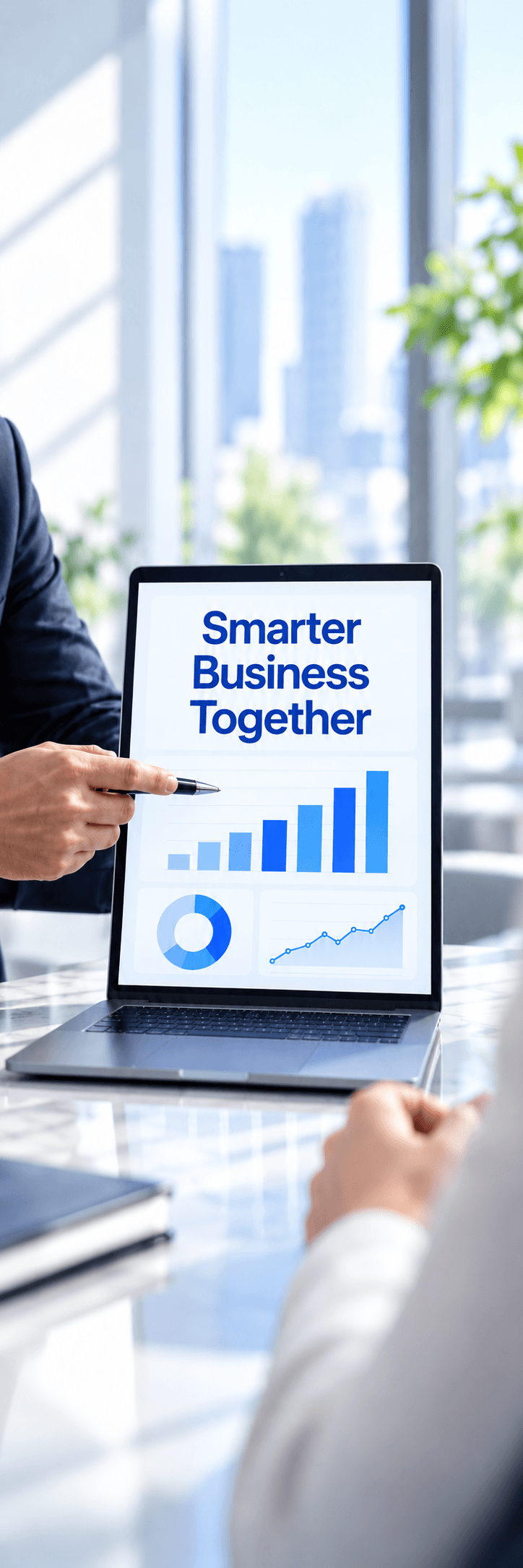Business consultants reviewing operational analytics together