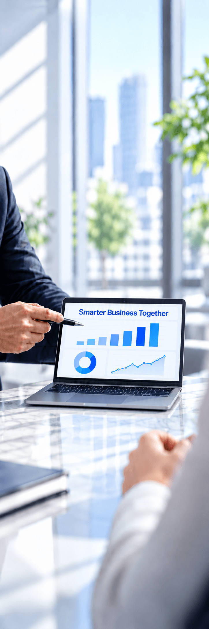 Business consultants reviewing operational analytics together