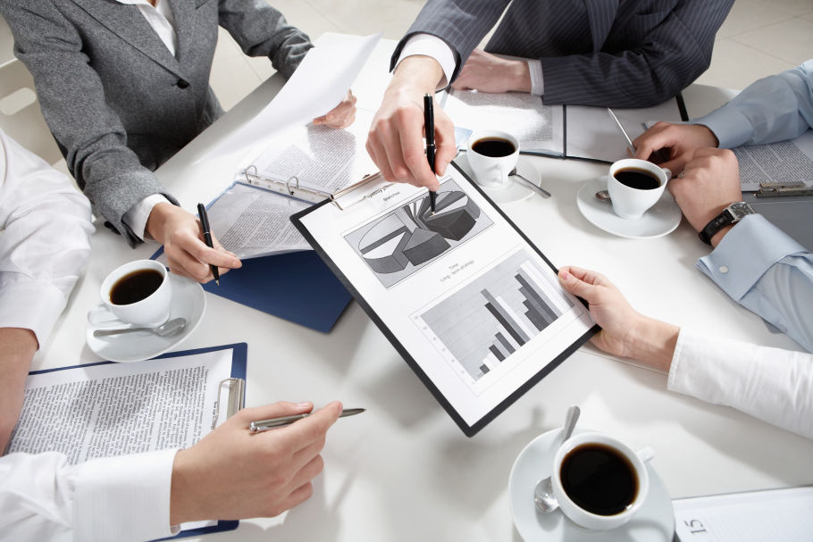 Business team reviewing documents